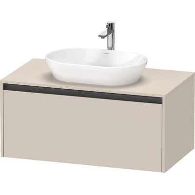 Duravit Ketho 2 wastafelonderbouwkast incl. consoleplaat met 1 lade 100x55x45.9cm met handgreep antraciet taupe supermat