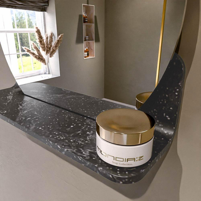 Mondiaz SPOT Badkamerspiegel - rond 40cm - spiegelplanchet - kleur Lava