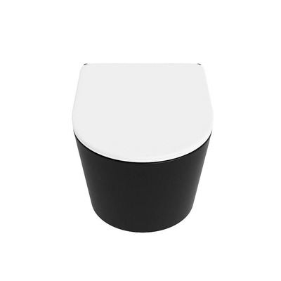 MONDIAZ LAVIE wandclosetpack - 36x53cm - diepspoel - rimless - Urban (zwart) - softclose - quick-release - toiletzitting - Talc (offwhite)