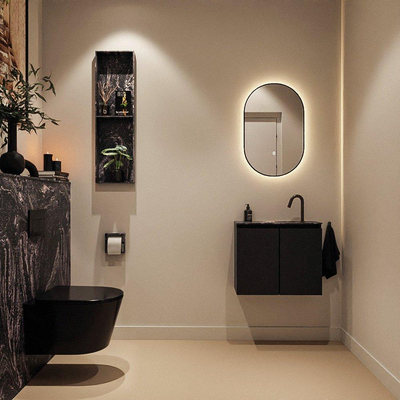MONDIAZ TURE-DLUX 60cm toiletmeubel Urban. EDEN wastafel Lava positie midden. Met 1 kraangat.