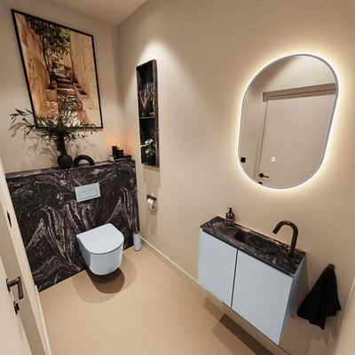 MONDIAZ TURE-DLUX 60cm toiletmeubel Clay. EDEN wastafel Lava positie rechts. Met 1 kraangat.