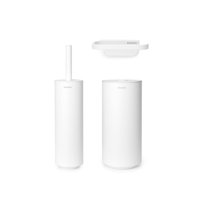 Brabantia MindSet toiletaccessoires set van 3 toiletborstel met houder toiletrolhouder en reserverolhouder Mineral Fresh White