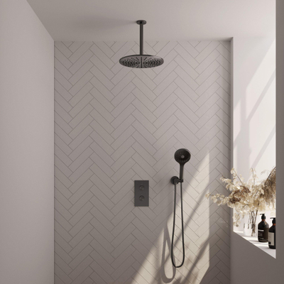 Brauer Gunmetal Carving Regendoucheset inbouw - hoofddouche 30 cm - 2 functies - inclusief inbouwdeel - handdouche Rond 3 standen - PVD - geborsteld gunmetal