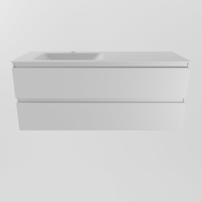 Mondiaz Aivy badmeubelset - 120x45x50cm - 1 kraangat - 1 wasbak talc Solid surface - Links - 2 lades - Met spiegel - MDF Talc