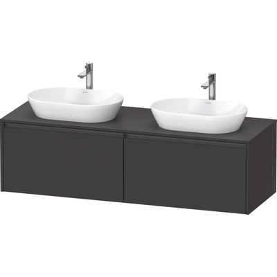 Duravit Ketho 2 wastafelonderbouwkast incl. consoleplaat met 2 laden voor dubbele waskommen 160x55x45.9cm met handgrepen antraciet grafiet supermat