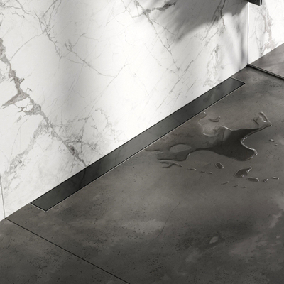 Brauer Douchegoot - 90x7.5cm - muurflens - tegelinlegrooster omkeerbaar - RVS - geborsteld gunmetal