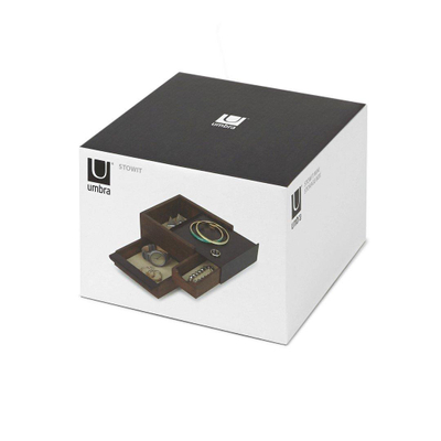 Umbra Stowit opbergbox 15x17x11cm Rubberhout Zwart/walnoot