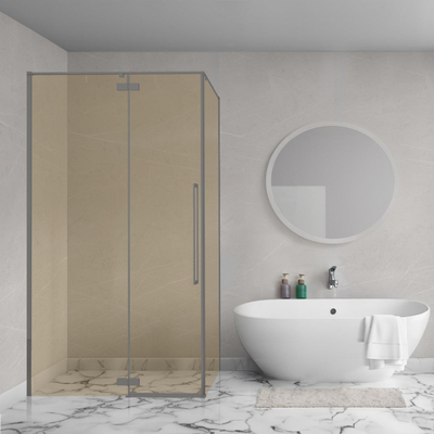 Aqua Vista Oria Cuadra zijwand - 100x200cm - incl. montageset - champagne glas - Gunmetal