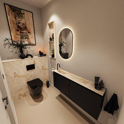 MONDIAZ TURE-DLUX 120cm toiletmeubel Urban. EDEN wastafel Frappe positie links. Met 1 kraangat.