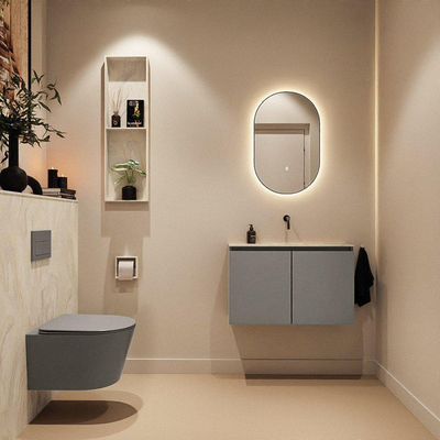 MONDIAZ TURE-DLUX 80cm toiletmeubel Smoke. EDEN wastafel Ostra positie midden. Zonder kraangat.