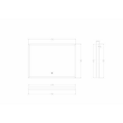 Wiesbaden Avi spiegel rechthoek met LED, dimbaar en spiegelverwarming 70 x 50 cm mat zwart