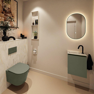 MONDIAZ TURE-DLUX 40cm toiletmeubel Army. EDEN wastafel Ostra positie links. Met 1 kraangat.