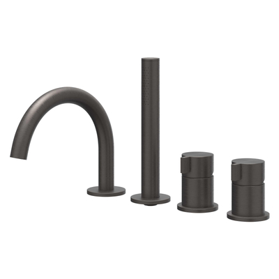 IVY Tribe Badrandcombinatie - 4-wegs - mengkraan - draaibare uitloop - uittrekbare handdouche - RVS316 - geborsteld carbon black PVD