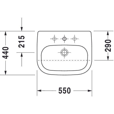 Duravit D Code halfinbouwwastafel inclusief bevestiging 55x44cm 1 kraangat wit