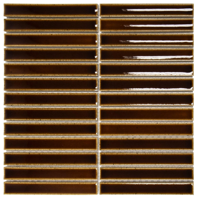 The Mosaic Factory Sevilla mozaïektegel - 29.6x29.9cm - wandtegel - Rechthoek - kitkat finger - Porselein - glans creme caramel (bruin)