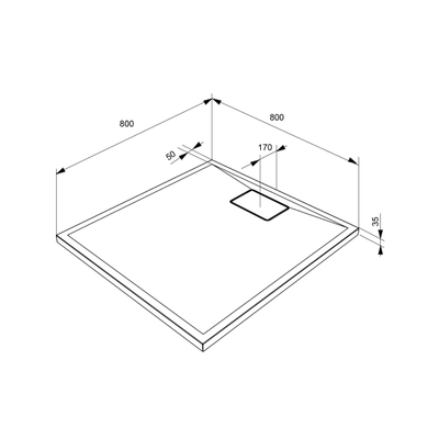 Allibert Terreno douchebak 80x80cm vierkant Polybeton blanc