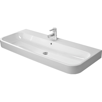 Duravit HappyD 2 meubelwastafel met overloop met 1 kraangat 120x50.5cm met wondergliss wit