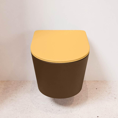 MONDIAZ LAVIE wandclosetpack - 36x53cm - diepspoel - rimless - Rust (bruin) - softclose - quick-release - toiletzitting - Ocher (geel)