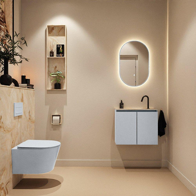 MONDIAZ TURE-DLUX 60cm toiletmeubel Clay. EDEN wastafel Frappe positie midden. Met 1 kraangat.