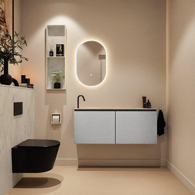 MONDIAZ TURE-DLUX 120cm toiletmeubel Plata. EDEN wastafel Opalo positie links. Met 1 kraangat.