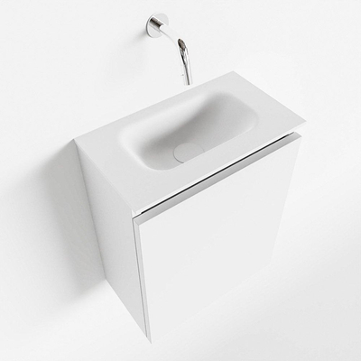 MONDIAZ TURE Fonteinset - 40x23x50cm - 0 kraangaten - 1 deur - talc mat - Wasbak midden - Solid Surface Wit