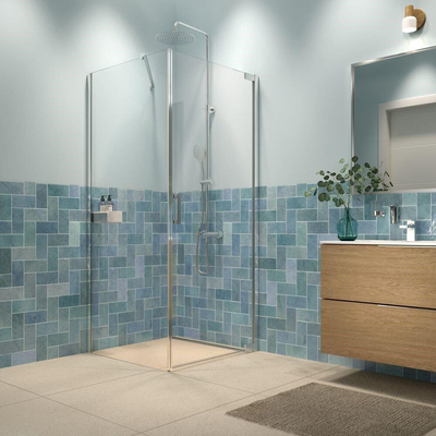 Sealskin Inc. Draaideur en zijwand 90x90x200cm met douchemand 8mm helder veiligheidsglas met antikalklaag Zilver hoogglans