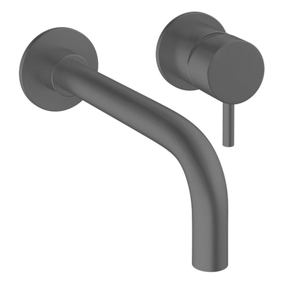 Crosswater MPRO inbouw wastafelkraan 2 gats met inbouwdeel en 14cm en 22cm uitloop slate (gunmetal)