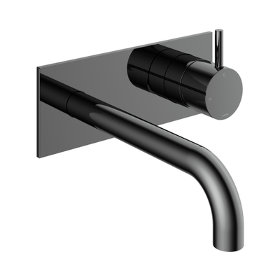 Hotbath Cobber afbouwdeel inbouw wastafelmengkraan met achterplaat en 18 cm uitloop zwart chroom excl. inbouwdeel SHOWROOMMODEL