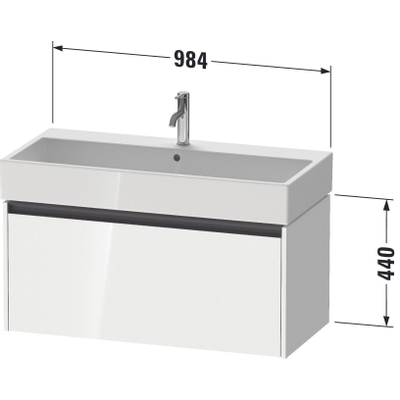 Duravit Ketho 2 wastafelonderbouwkast met 1 lade 98.4x46x44cm met greep antraciet betongrijs mat