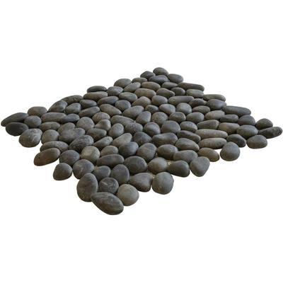 The Mosaic Factory Natural Stone mozaïektegel - 30.5x30cm - wand en vloertegel - Organisch - Rivier steen Dark Grey Mat