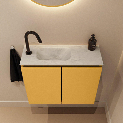 MONDIAZ TURE-DLUX 60cm toiletmeubel Ocher. EDEN wastafel Opalo positie links. Met 1 kraangat.
