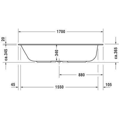 Duravit Durastyle bad 170x75cm wit