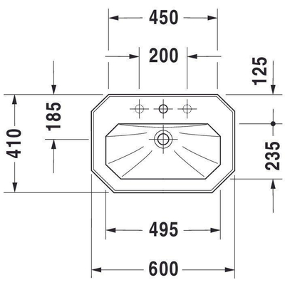 Duravit Serie 1930 wastafel 60x41cm 1 kraangat overloop wit