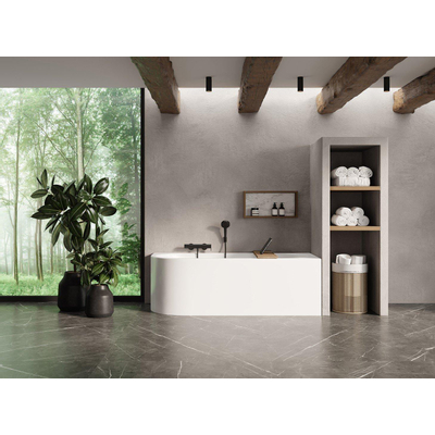 Looox Bath collection hoekbad - 170x70x55cm - links - wit glans
