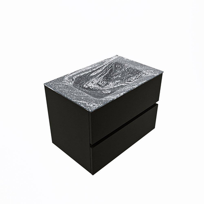 Mondiaz VICA-DLUX Badkamermeubelset - 70cm - urban - 2 lades - Inbouw wastafel CLOUD - midden - zonder kraangat - kleur Lava - XL versie 60cm hoog