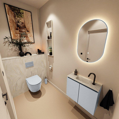 MONDIAZ TURE-DLUX 60cm toiletmeubel Clay. EDEN wastafel Ostra positie midden. Met 1 kraangat.