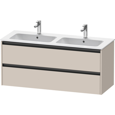 Duravit Ketho 2 wastafelonderbouwkast met 2 laden voor dubbele wastafel 128x48x55cm met grepen antraciet taupe mat