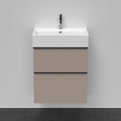 Duravit D-Neo wastafelonderkast 58.4x62.5x44.2cm 2 lades Basalt Mat