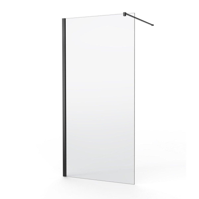 Saniclass Bellini inloopdouche - 100x200cm - helder glas - mat zwart