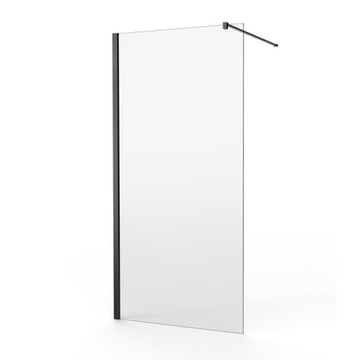 Saniclass Bellini inloopdouche 180x200cm 8mm veiligheidsglas anti kalk mat zwart TWEEDEKANS