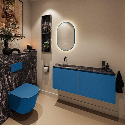 MONDIAZ TURE-DLUX 120cm toiletmeubel Jeans. EDEN wastafel Lava positie links. Zonder kraangat.