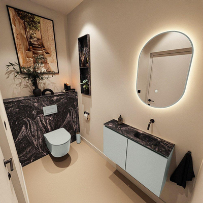 MONDIAZ TURE-DLUX 80cm toiletmeubel Greey. EDEN wastafel Lava positie rechts. Zonder kraangat.