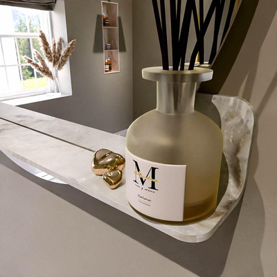 Mondiaz SPOT Badkamerspiegel - rond 90cm - spiegelplanchet - kleur Frappe