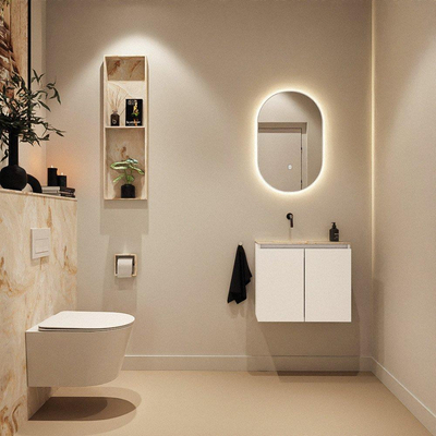 MONDIAZ TURE-DLUX 60cm toiletmeubel Talc. EDEN wastafel Frappe positie links. Zonder kraangat.