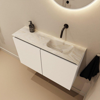MONDIAZ TURE-DLUX 80cm toiletmeubel Talc. EDEN wastafel Ostra positie rechts. Zonder kraangat.