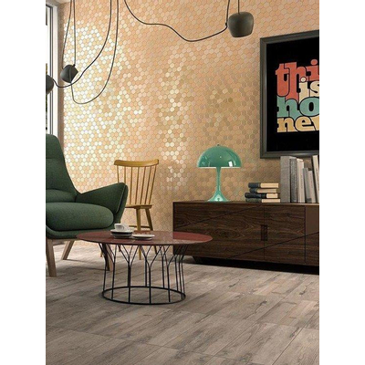 The Mosaic Factory Valencia mozaïektegel - 27.6x32.9cm - wandtegel - Zeshoek/Hexagon - Gerecycled glas Mustard mat/glans