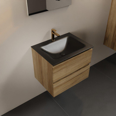 Mondiaz Aivy badmeubelset - 60x45x50cm - 1 kraangat - 1 wasbak urban Solid surface - Midden - 2 lades - Met spiegel - Melamine Chai