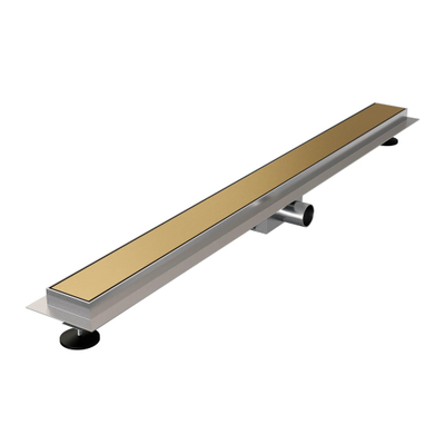 Brauer Douchegoot - 100x7.5cm - vloerflens - tegelinlegrooster omkeerbaar - RVS - geborsteld goud