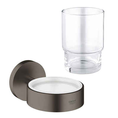 GROHE Essentials glashouder met glas brushed hard graphite SHOWROOMMODEL