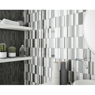 Cifre Ceramica wandtegel - 30x90cm - 8.5mm - Rechthoek - gerectificeerd - Marmerlook - Antraciet glans